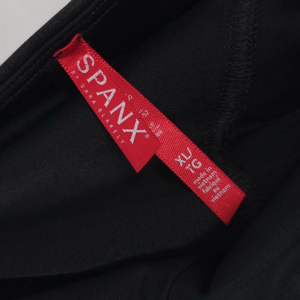 SPANX‎ Faux Leather Size XL Very Black Shiny Moto Leggings 20136R Stretch - Picture 2 of 11